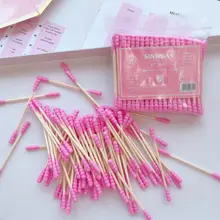 100 Pcs Double Head Disposable Cotton Swab Women Makeup Cotton Buds Tip For Medical Wood Sticks Nose Ears Cleaning Tools
