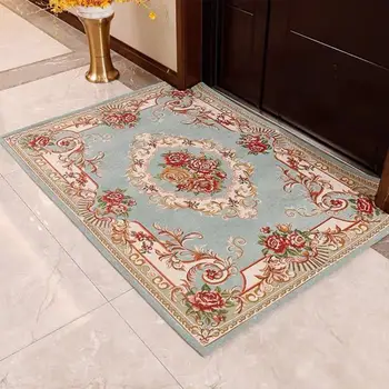 

Household Mat European Classic Jacquard carpet Floral Pattern 100% Polyester Anti-slip Mat Bedroom mat Decor carpets 4 Colors