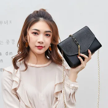 

Paillette Business Shining PU Women's Purse 2019 Black HandPurse Tassel Leather Chain Luxury Designer Messenger Purse Lady Purse