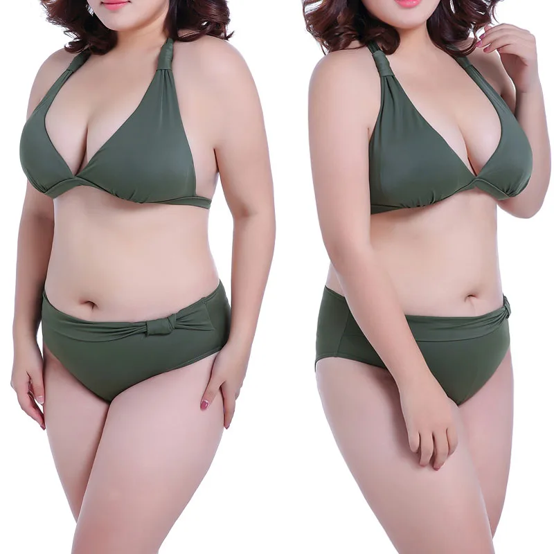 

Women's Plus Size Swimwear Set EFGH Cup Big Busts Without Underwire Swimsuits Sexy Padded Bikinis Bathing Suits Large Breasts