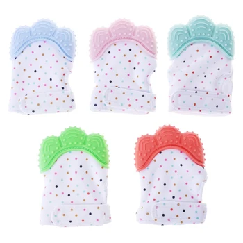 

Newborn Chewable Nursing Mittens Teether Silicone Mitts Teething Mitten Glove Sound TeetherNatural stop Sucking Thumb Toy