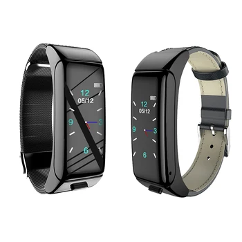 

B6 Smart Sports Bracelet Bluetooth Headset 2-In-1 Call to Listen to Music Heart Rate Monitoring Bracelet(Leather belt)