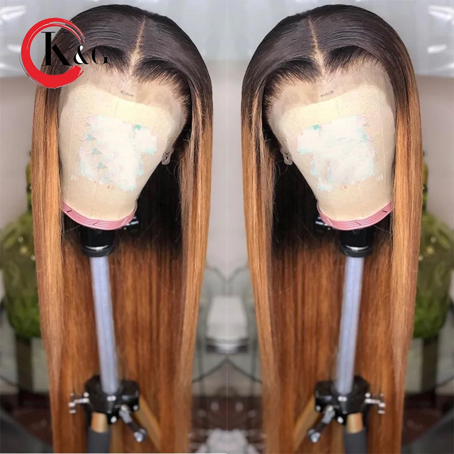 

KunGang Ombre T1B-27 Lace Front Human Hair Wigs for Women Brazilian Colored Lace Front Wigs With Baby Hair 13*4 Lace Wigs