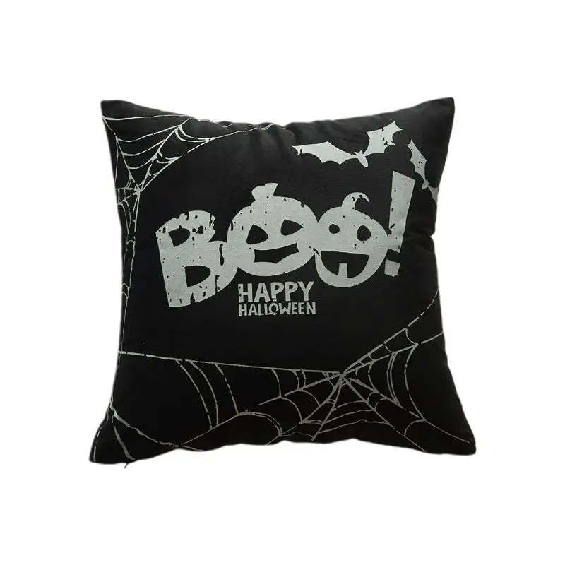 

Happy Halloween Decorative Luminous Throw Pillow Case Pumpkin Ghost Witch Print Cushion Cover for Sofa Car Home Party Supplies