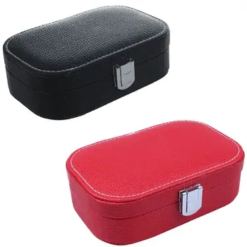 

2 Pcs Mini Jewelry Organizer Box PU Leather Jewelry Box Princess Dressing Earring & Ring Collection Box, Black & Red