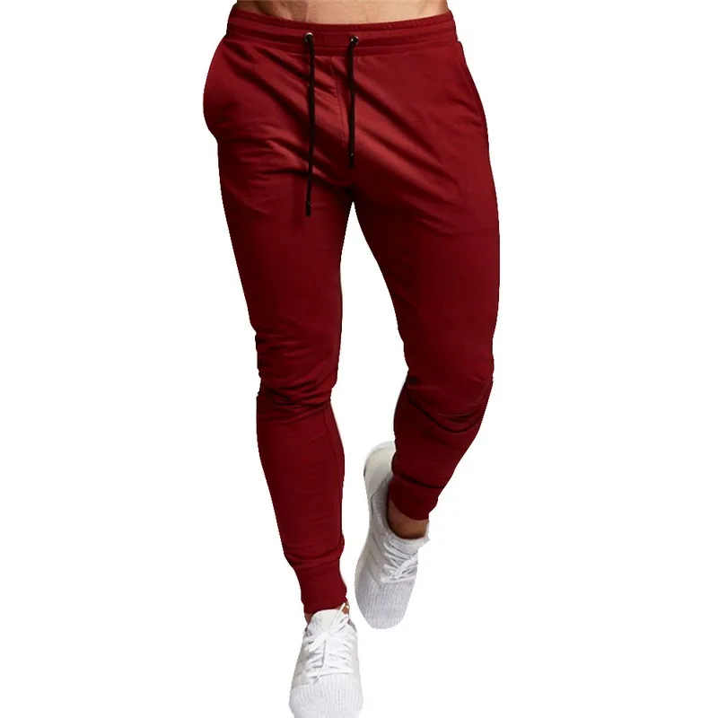 Red MJARTORIA, новинка, мужские спортивные и свободные брюки, полная длина, одноцветные, универсальные, для бега, на шнурке, тренировочные штаны для фитнеса - Цвет: Red