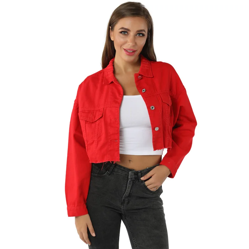 Chaqueta de jean roja Clearance