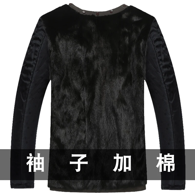 Cotton sleeve Натуральное меховое пальто, мужская зимняя куртка, натуральный мех норки, подкладка, Зимняя парка, теплая, плюс размер, мужские норковые куртки 1055-aoshadi J3114 - Цвет: Cotton sleeve