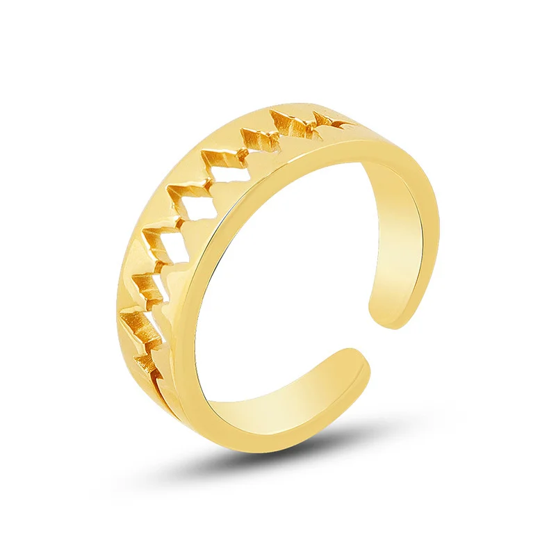 Stainless Steel Geometric Toothed Open Ring Gold Women's For Bohemian Accessories Jewellery Joyeria De Acero Inoxidable | Украшения и
