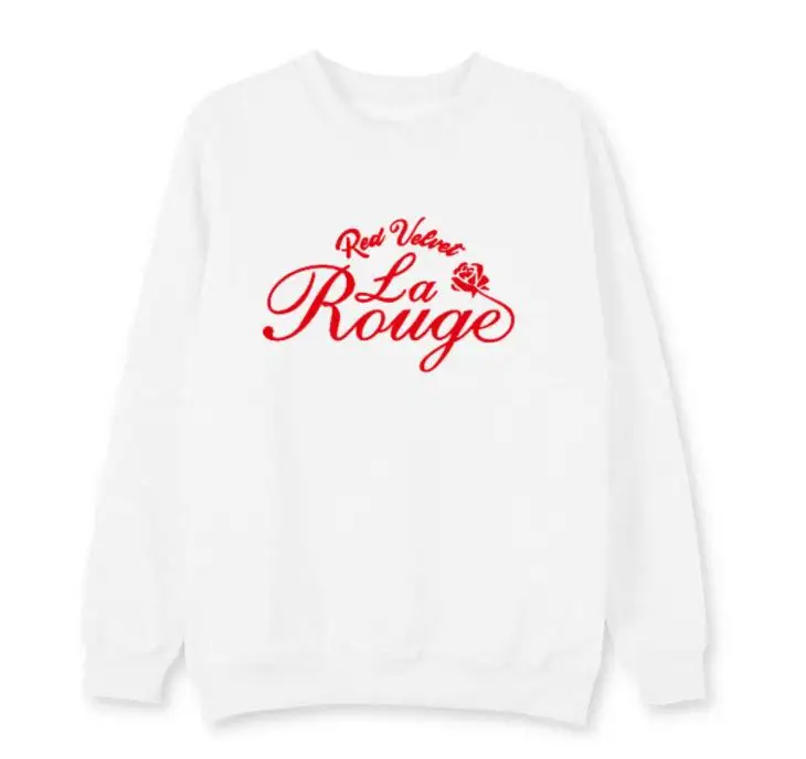fleece Новое поступление kpop красный бархат la rouge концертный же Роза Печать О образным вырезом толстовка унисекс флис/тонкий пуловер свободные толстовки - Цвет: fleece
