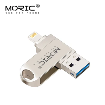 

Moric USB Flash Drive 128GB 256GB Memory Stick External Storage for iPhone 2in1 Photo Stick USB3.0 Thumb Drive Compatible iPhone