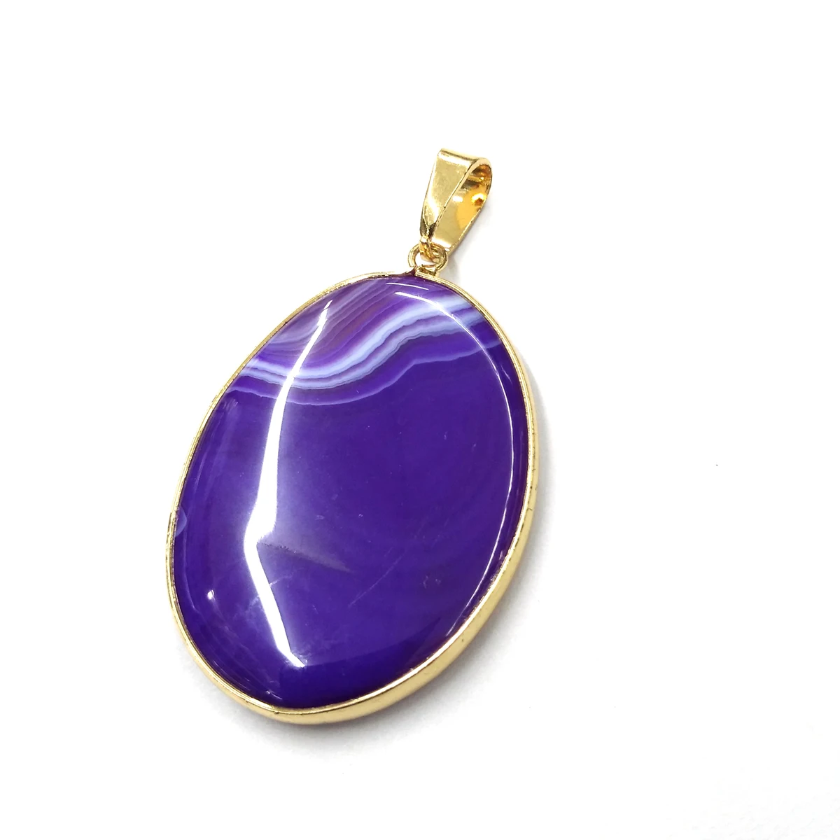 Purple Stripe Agate Натуральный камень полосатые Агаты Подвески эллиптической формы кулон для самостоятельного изготовления ювелирных изделий ожерелье аксессуары размер 30x45 мм - Окраска металла: Purple Stripe Agate
