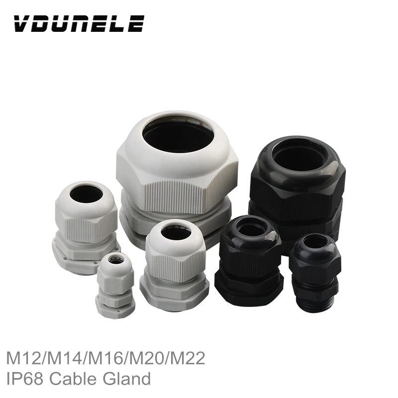 Warerproof Plastic Nylon Cable Gland IP68 M12*1.5 M14 M16 M18 M20 M22 CE Cable Wires Connector Glen Retaining Head
