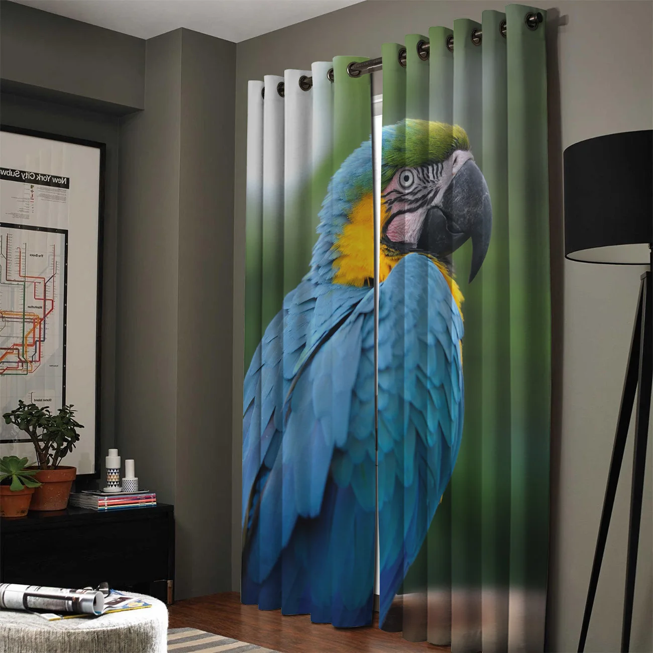 Животное попугай синий окна шторы для Гостиная декоративные элементы Гостиная