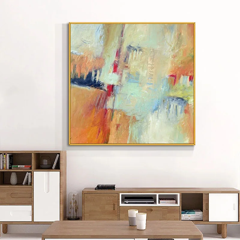 

Skilled Artist Hand Painted High Quality Thick Textured Abstract Oil Painting on Canvas Textured Orange Abstract Oil Painting