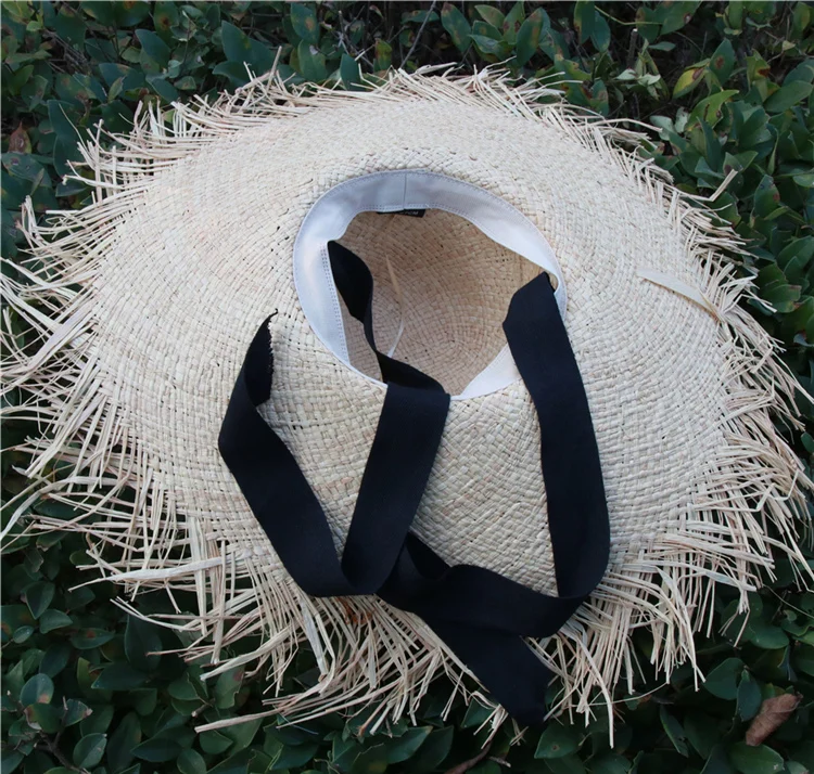 Модные женские пляжные шляпы из флоппи-рафии с шейным козырьком, летняя шляпа с большими полями, Панама, подарок на отдых