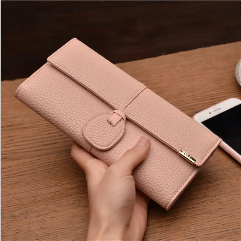 pink Полезный держатель для карт, кошелек, женский, дневной клатч, Повседневный, качественный, из искусственной кожи, на застежке, роскошный, для женщин, портфель, для денег, наличные сумки, Дамский кошелек - Цвет: pink