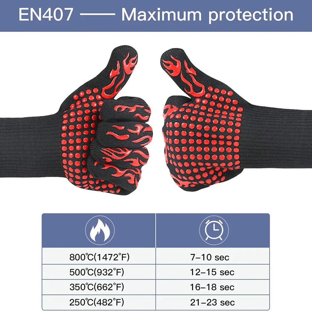 Прихватки для выпечки, перчатки для барбекю, силиконовые перчатки, высокая температура, анти-обжиг, 500~ 800 градусов, изоляция для барбекю, микроволновая печь
