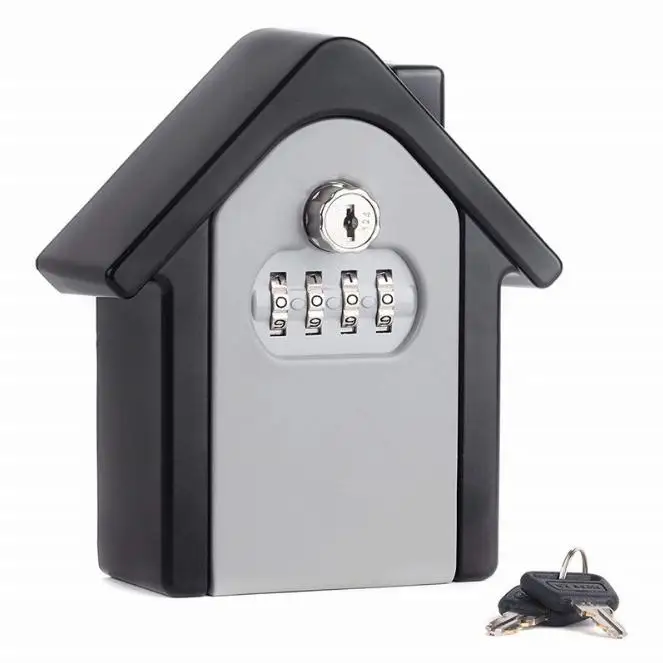 

Novel Key Storage Lock Key Password Box 4 Digit Combination Key Storage Lock Box Indoor Aluminum Alloy Lock Box for Home Wall