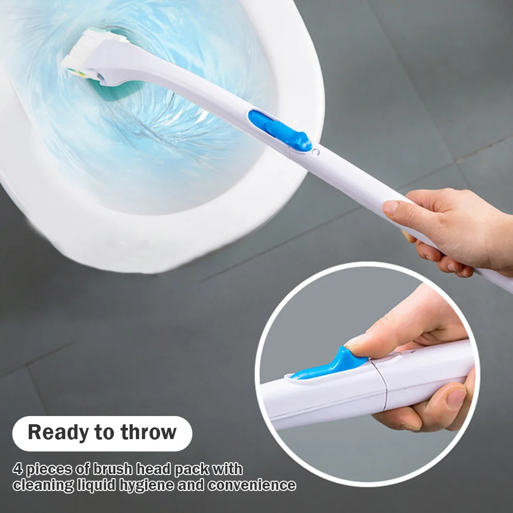 

Disposable Household Cleaning Items Bathroom Long Handle Toilet Brush Holder Without Dead Angle Cleaning Set Replacement Brush