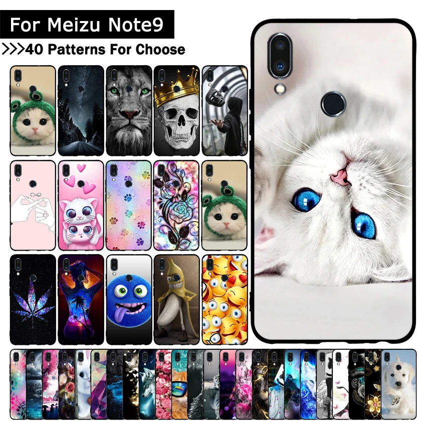 

Ultra-thin Soft TPU Silicone Case For Meizu Note 9 Cat Animal Printed Protective covers phone shells bagsc cases for meizu note9