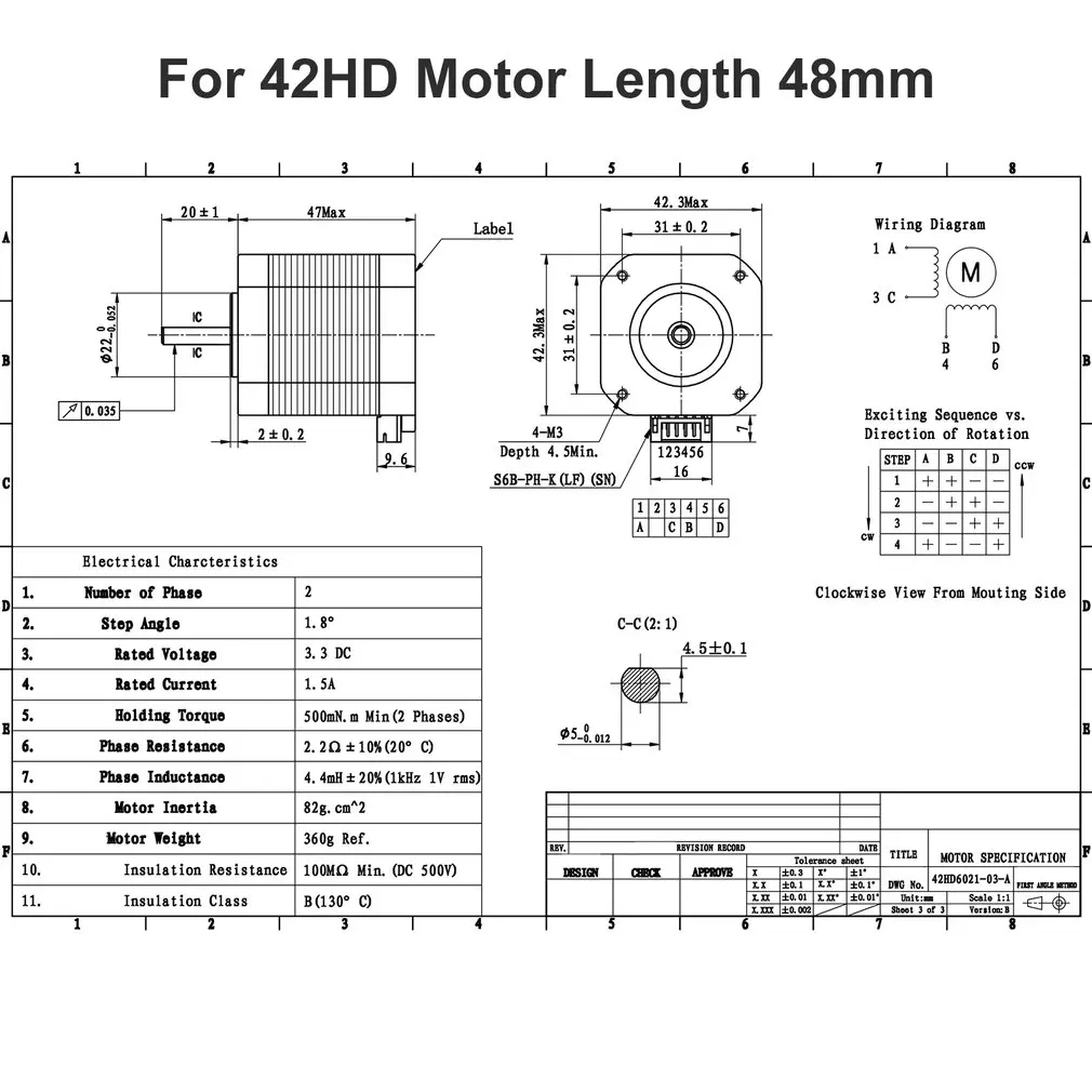 42HD 1,8 градусов NEMA17 2-фазный шаговый двигатель 4-проводной для 3D-принтеры CNC робот C2 Высокое качество двигателя 3D-принтеры набор