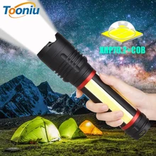 Multifunction LED Flashlight XHP70.2+COB Super Bright Tactical Torch Waterproof Zoom Camping Light Built-in 5000mAh Battery