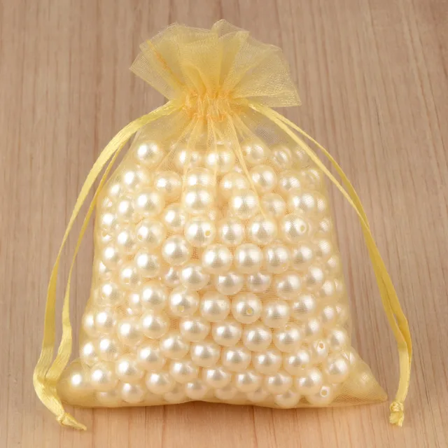100pcs 24 Colors Jewelry Packaging Bag 5*7 7*9 9*12 10*15cm Organza Bags Gift Storage Wedding Drawstring Pouches Wholesales 7 Gold