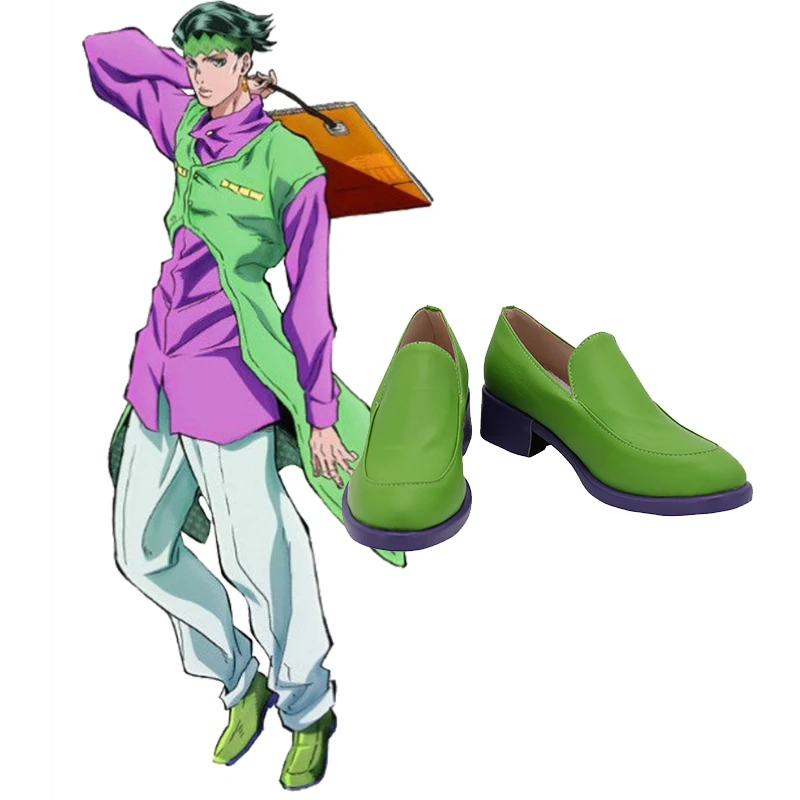 Необычная обувь для костюмированной вечеринки JoJo's Adventure Diamond Is Unbreakable Rohan Kishibe; зеленые сапоги на заказ для Хэллоуина