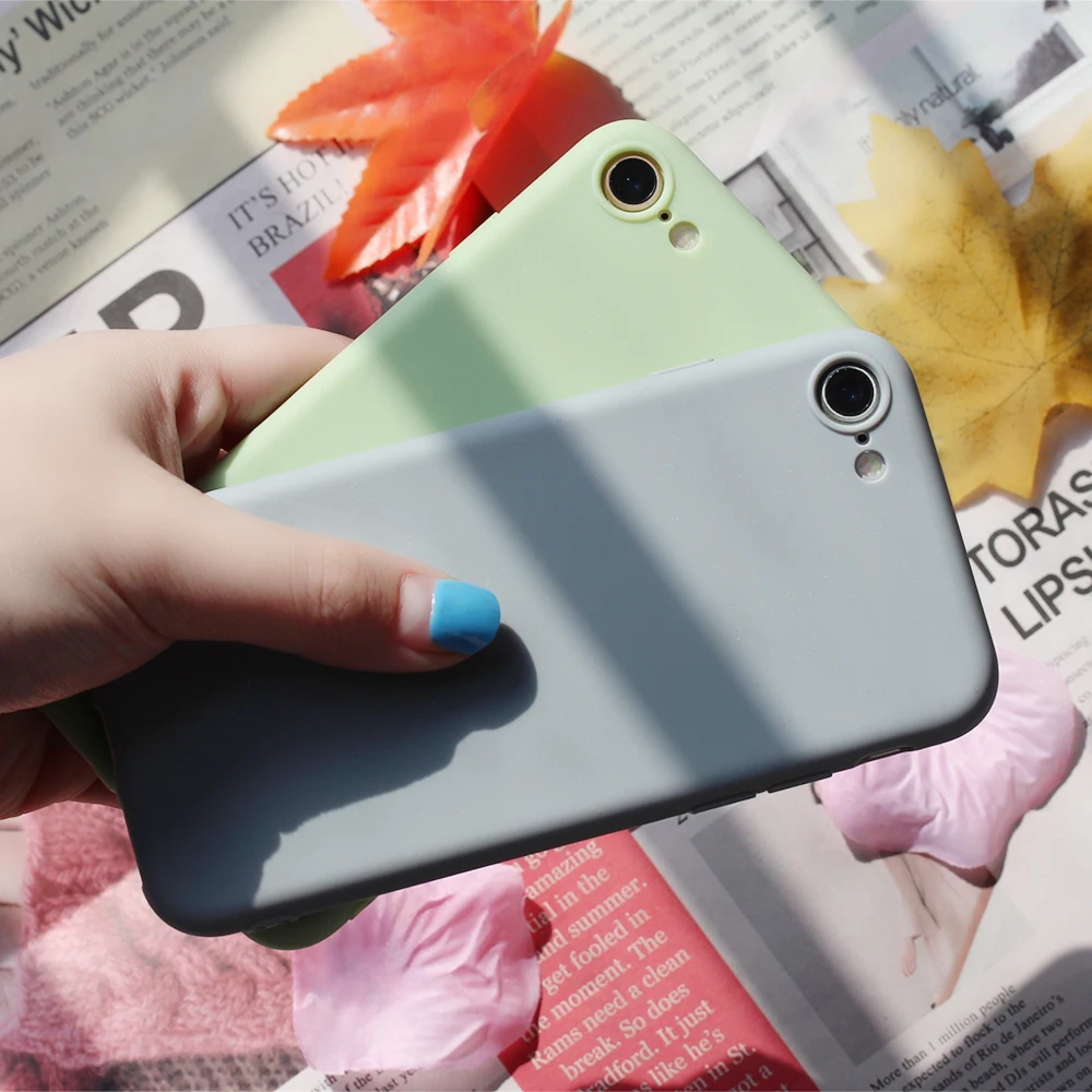 

Phone Soft Cover candy Cases Solid Color for iPhone XS 6 6S 11 Pro MAX XR X XS Max Silicone Case for iPhone 11 7 5 5S SE 8 Plus