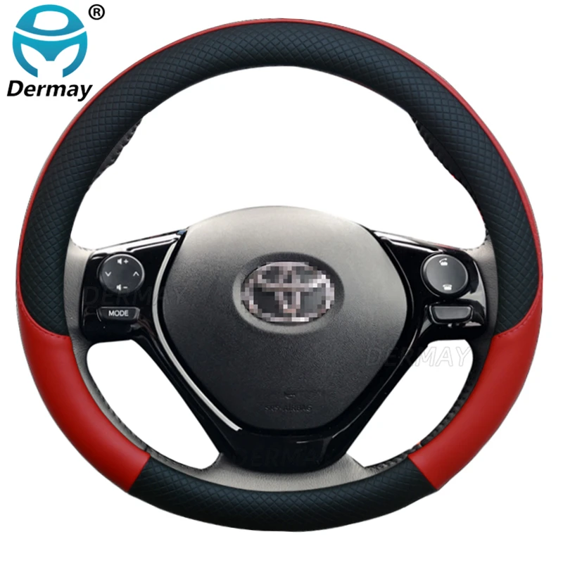 도요타 Aygo 2005 2014 AB10 AB20 AB30 자동차 핸들 커버 가죽 안티 슬립 100% DERMAY 브랜드 자동차 액세서리