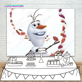 

Frozen Olaf Theme Birthday Party Photography Backdrops Snowman Maple Leaf Children Photo Backgrounds For Photo Studio Photocall