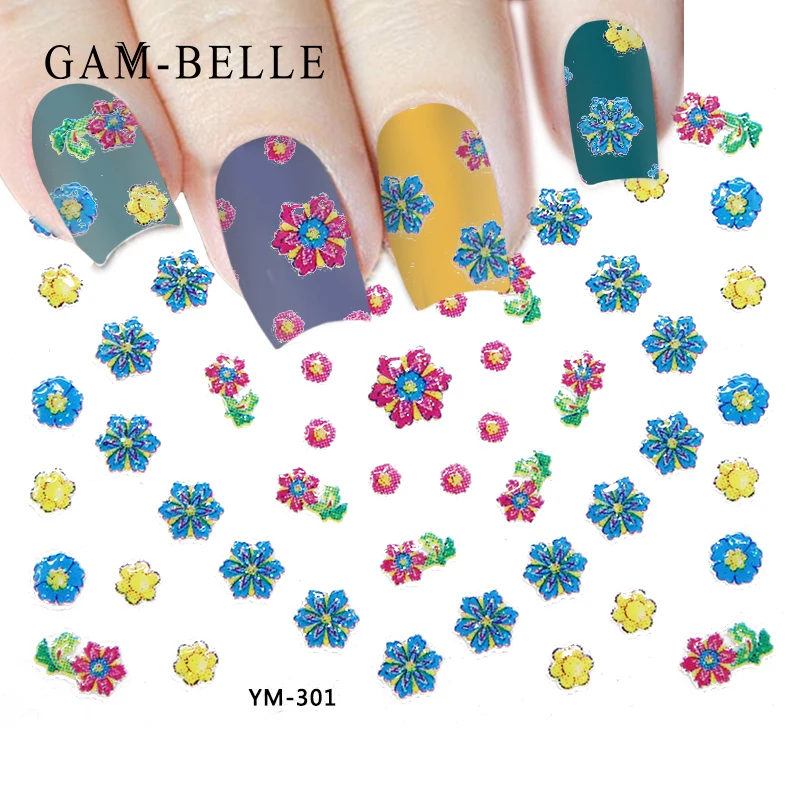 

GAM-BELLE 1PCS Beauty Charm Decorations Petals 3D Sticker Nails Designs Beautiful DIY Flower Decals for Manicure Foils Nail Tips