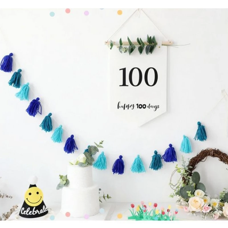 

Hand Knitting Tassel Garland Banner Bunting Wall Hanging Decorations Backdrop