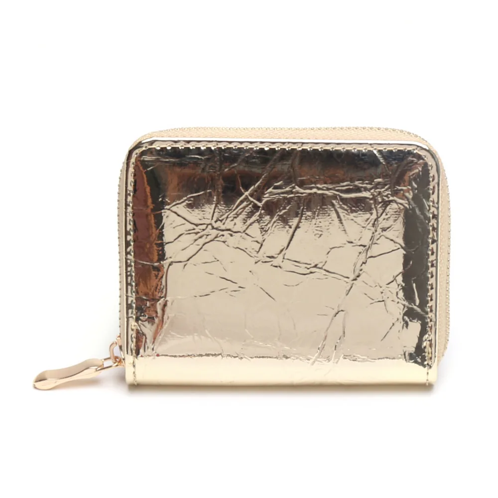 

KANDRA Luxury Brand Short Laser Wallets Female Purse Card Holder Holographic Zip Around Small Coin Wallet Lady Coin Purses