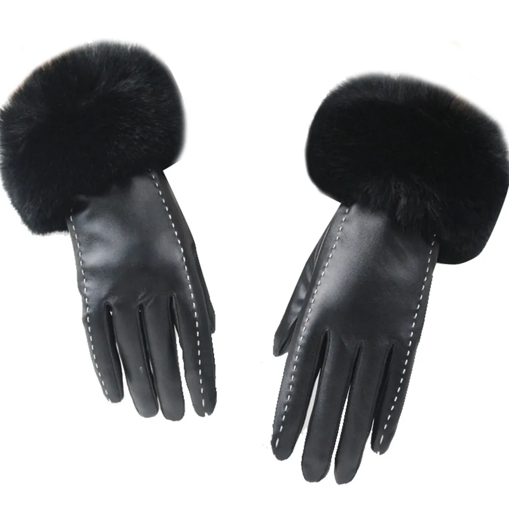 Women Winter Warmer Velvet Gloves Warm Using Phone for Cycling Running Gloves winter leather Women's touch screen gloves#40