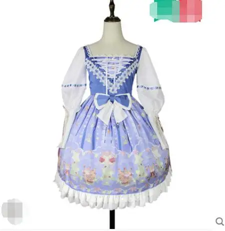 only op dress Колледж элегантное милое платье Kawaii OP Винтаж платье для косплея в стиле «лолита» с длинным рукавом милые туфли в стиле Mori Girl, Чай вечерние лоли платье вечерние платья - Цвет: only op dress