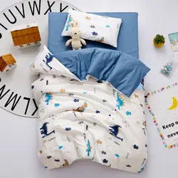 Комплект постельного белья из 3 предметов для малышей, 100% хлопок, Комплект постельного белья для кроватки, мультяшное животное, включает в