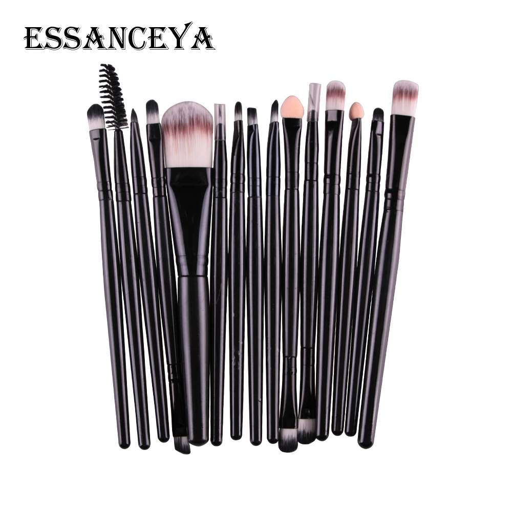 ESSANCEYA Pro 6-18Pcs Cosmetic Makeup Brushes Foundation Eye shadow Eyeliner Fan Make-Up Multipurpose Eye Brushes Cosmetic Tool - Handle Color: 15pcs HH