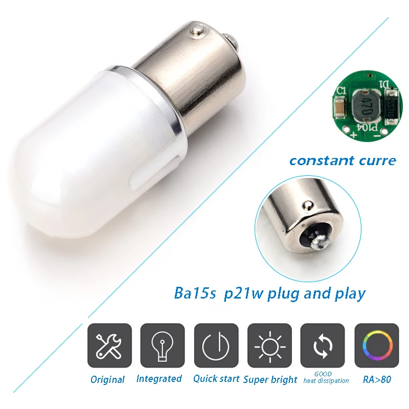 

Автомобильный источник светильник, Встроенный 360 градусов SMD 3030 Led P21W 1156, 12 В постоянного тока, белый