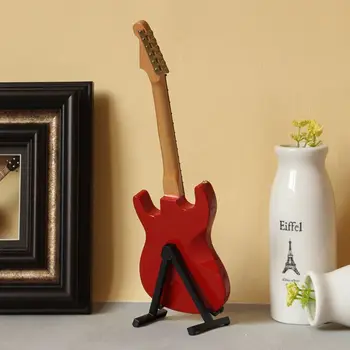 

10cm Miniature Electric Guitar Replica with Box Stand Musical Instrument Model