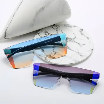 

2020 New Style Men And Women's Classic Sun Glasses Female Fashionable Contrast Color Large Frame Glasses Conjoined Sunglasses