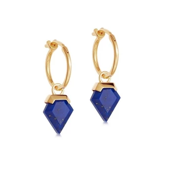 

925 Sterling Silver Lapis Lazuli Drop Earring Geometric Sipke Design Fink Crystal Machite Drop Earring for Women Party Gift