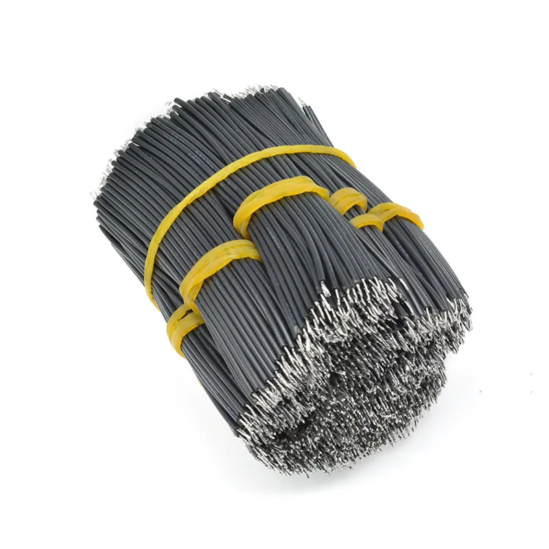 100 шт./упак. UL1007 24AWG двойной проволочного припоя соединительный кабель Провода комплект(8 см) 6 цветной джемпер провод кабель олова проводящие провода - Цвет: Черный