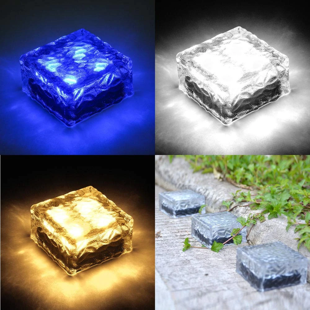 Binval Солнечный кубика льда 1/4LED свет хрустальной люстры кирпич настенный светильник сада Двор Путь патио бассейн рождественского ледяного рок кубические огни