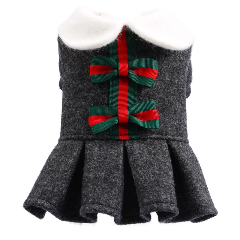 Dark Gray Одежда для собак Тедди Чихуахуа осень собака платья принцессы в клетку; детская юбка с кошкой XS размеры s m l xl - Цвет: Dark Gray