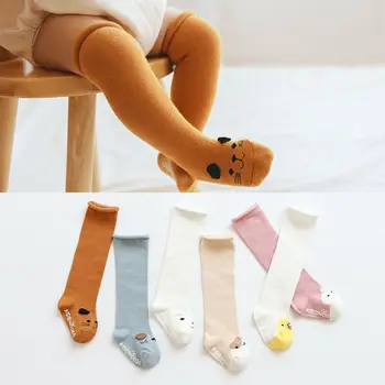 

2019 Newest Hot Baby Cute Cotton Knee High Stockings Anti-Slip Long Leg Warmer Unisex Kids Cute Cartoon Animal Stockings 0-3Y