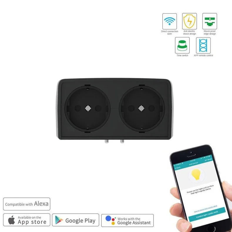 WIFI smart socket mobile phone remote control intelligent home outdoor waterproof Alexa voice control socket