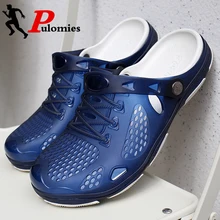 PULOMIES Summer Men Clogs Quick Dry Casual Home Slippers Outdoor Garden Shoes Beach Sandals Mules Antiskid Bathroom Slippers