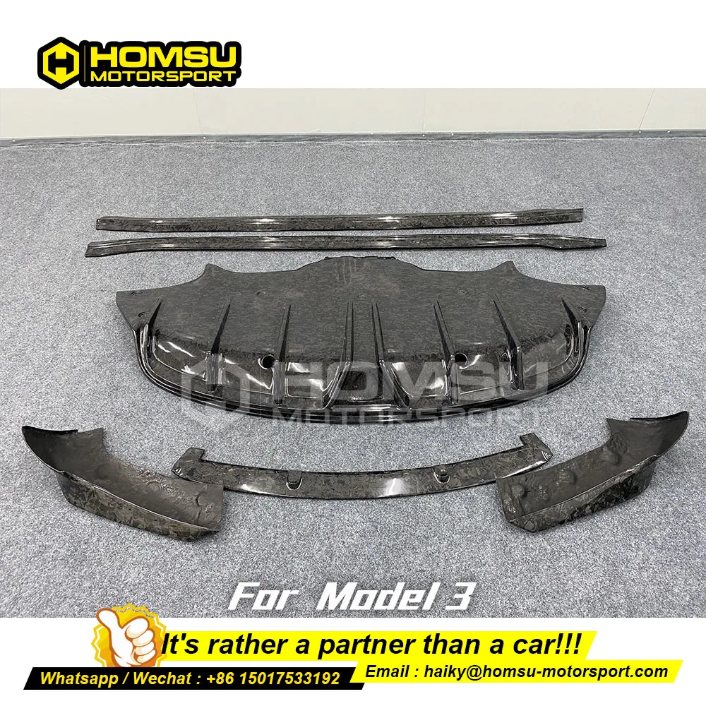 

Комплект для тела из углеродного волокна для tesla model 3 в cmst стиле, передняя губа, задняя боковая юбка и спойлер багажника, детали для автотюнинга